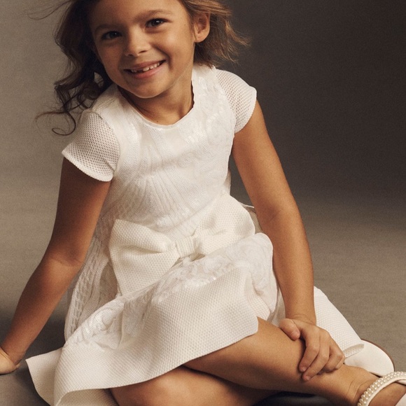 Bardot White A-Line Flutter Sleeve Wedding Dress - Picture 4 of 8